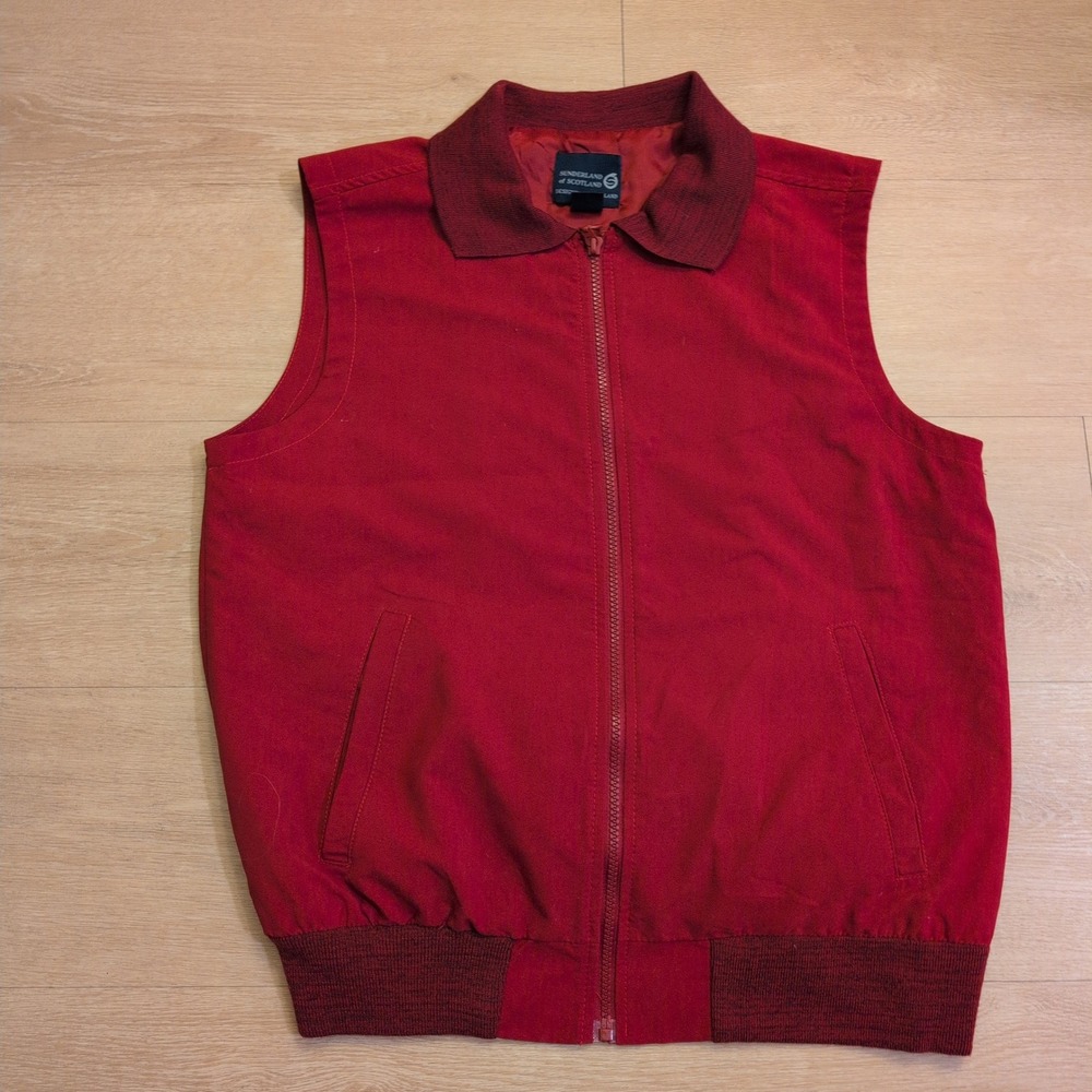 Sunderland of Scotland Men's Small Red Golf Vest Full Zip Made in USA Preppy